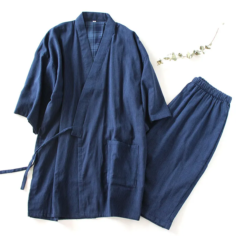 men's-pajamas-short-summer-bathrobe-cotton-japanese-short-sleeved-gauze-kimono-homewear-moisture-wicking-clothing