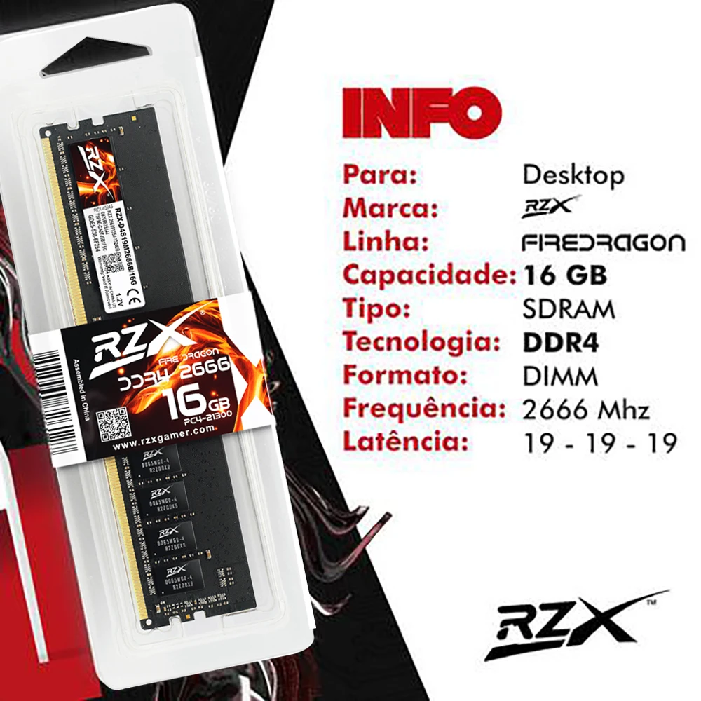 RZX Memoria RAM DDR4 Desktop 32GB 8GB 16GB 3200MHz 2666MHz 2400MHz
