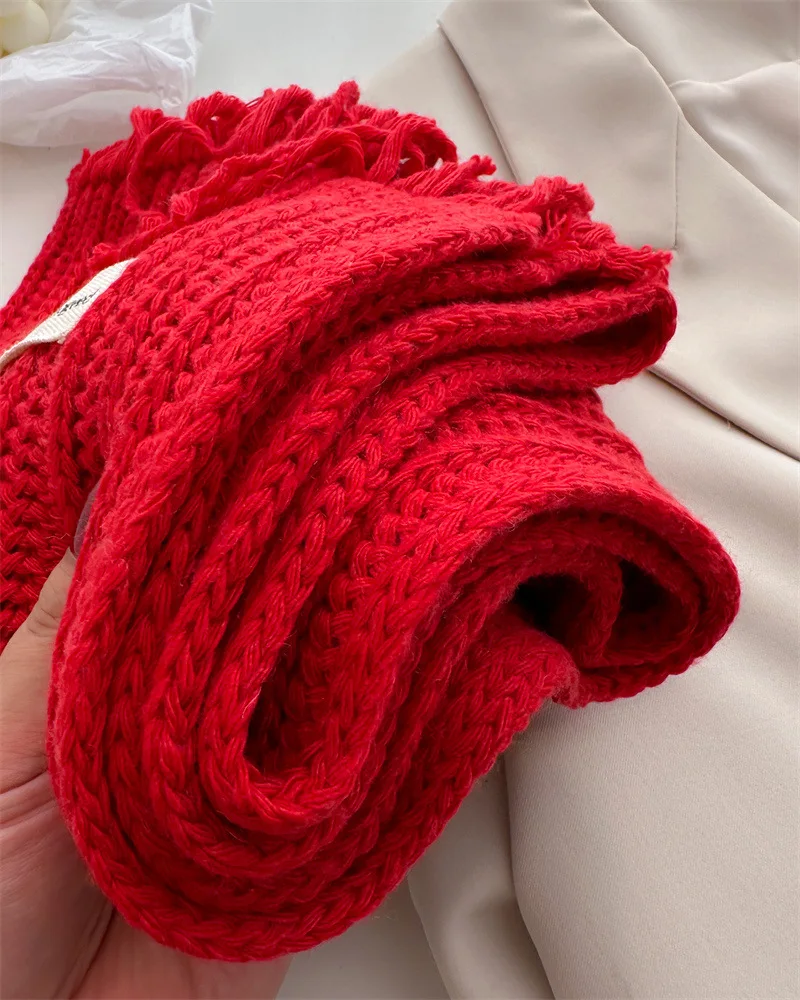 Winter Plain Dicke Quaste Wolle Gestrickte Schal Schal Dame Casual Hohe Qualität Wrap Pashmina Stola Bufandas für Outdoor-Aktivitäten – Detail 39