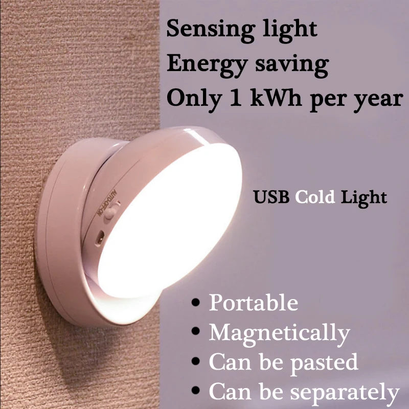 Led Night Light USB Charging Motion Sensor Round Energy-saving Led Lamps Bedroom Sound/Light Control For Corridor Home Bathroom night table lamps Night Lights