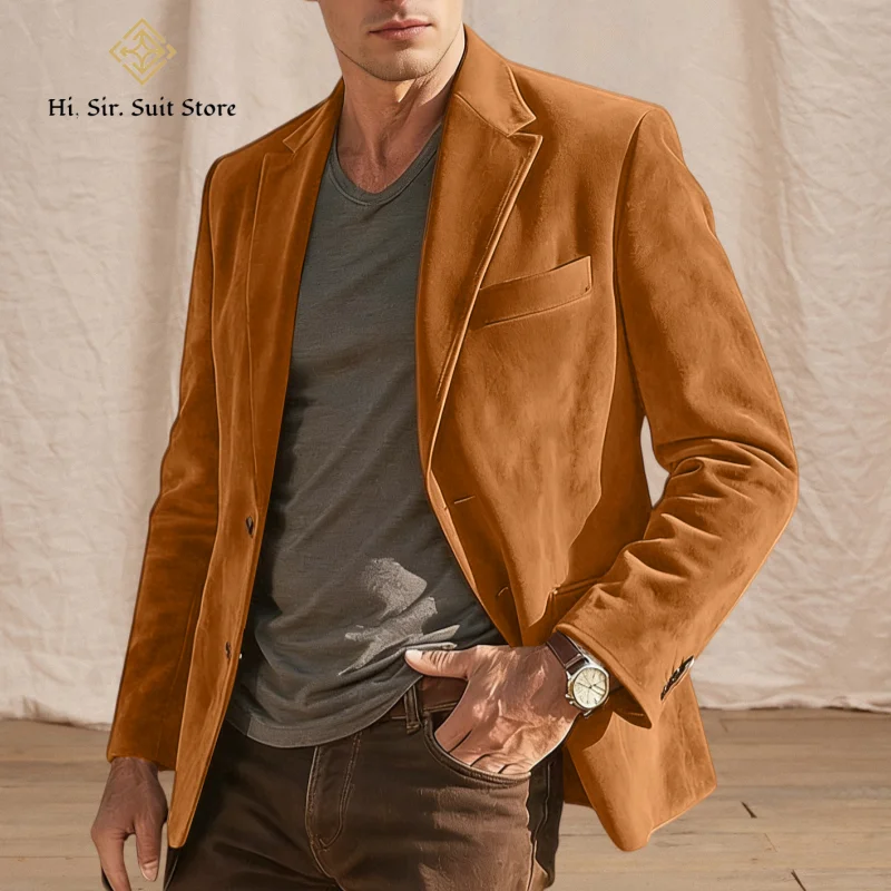 Suede Jacket for Men Premium Suede Leather Bomber Jackets Trucker Coat for Mens Hunting Jacket Lapel Collar Casual Sport Blazer