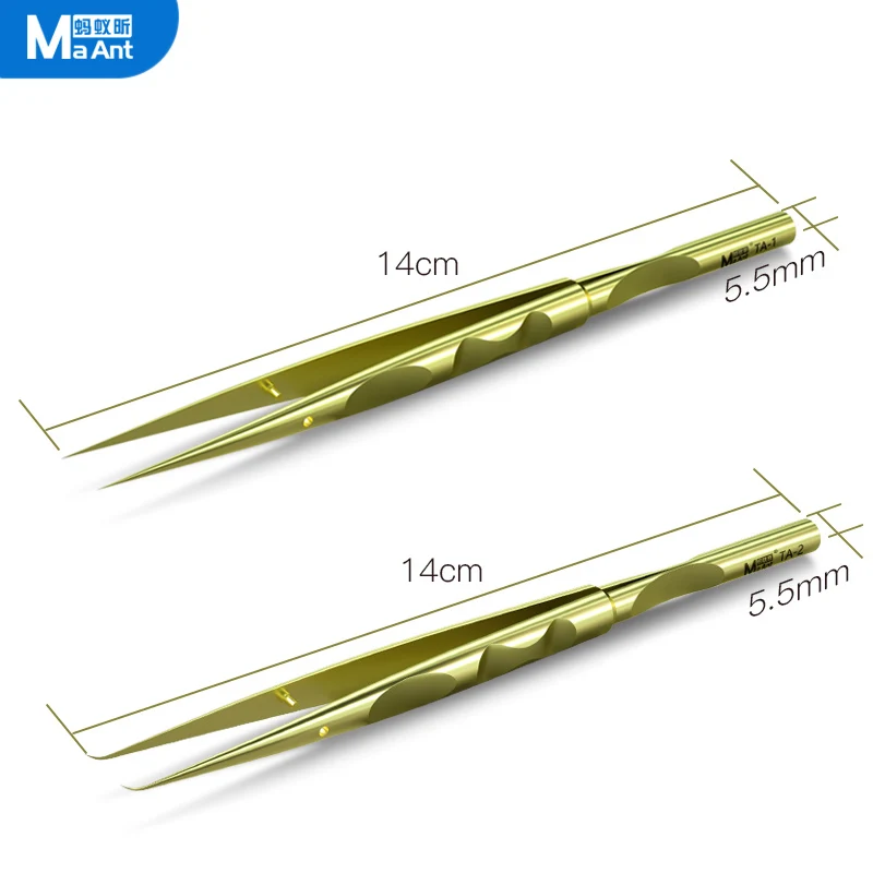 MAANT Non-magnetic Titanium Alloy Tweezers Precision Anti Slip Professional Fingerprint Chip IC Forceps