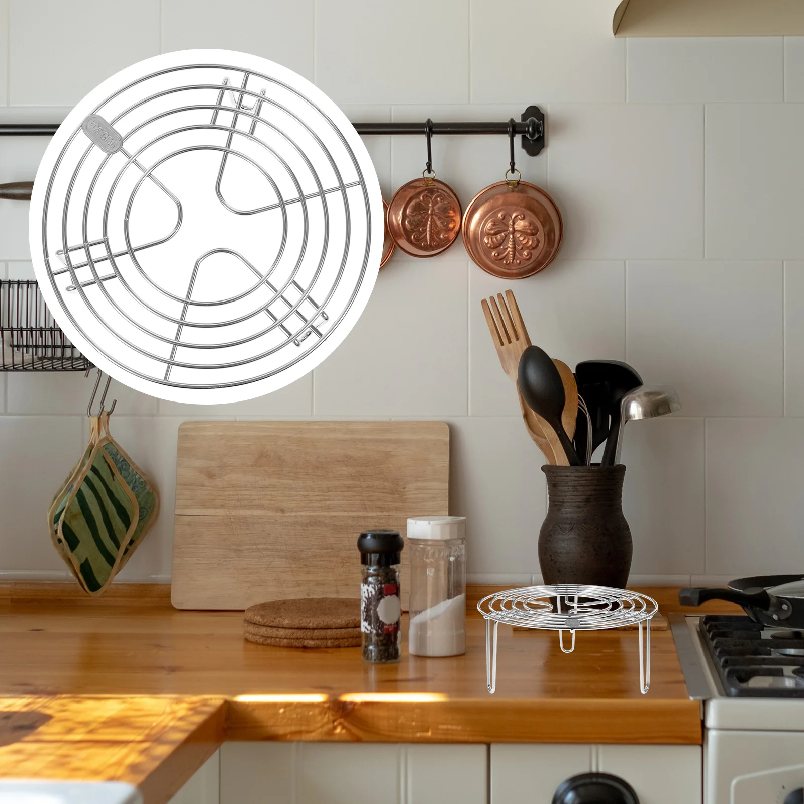 

Stainless Steel Steamer Rack Multi-Purpose Round Cooling Rack for Steaming