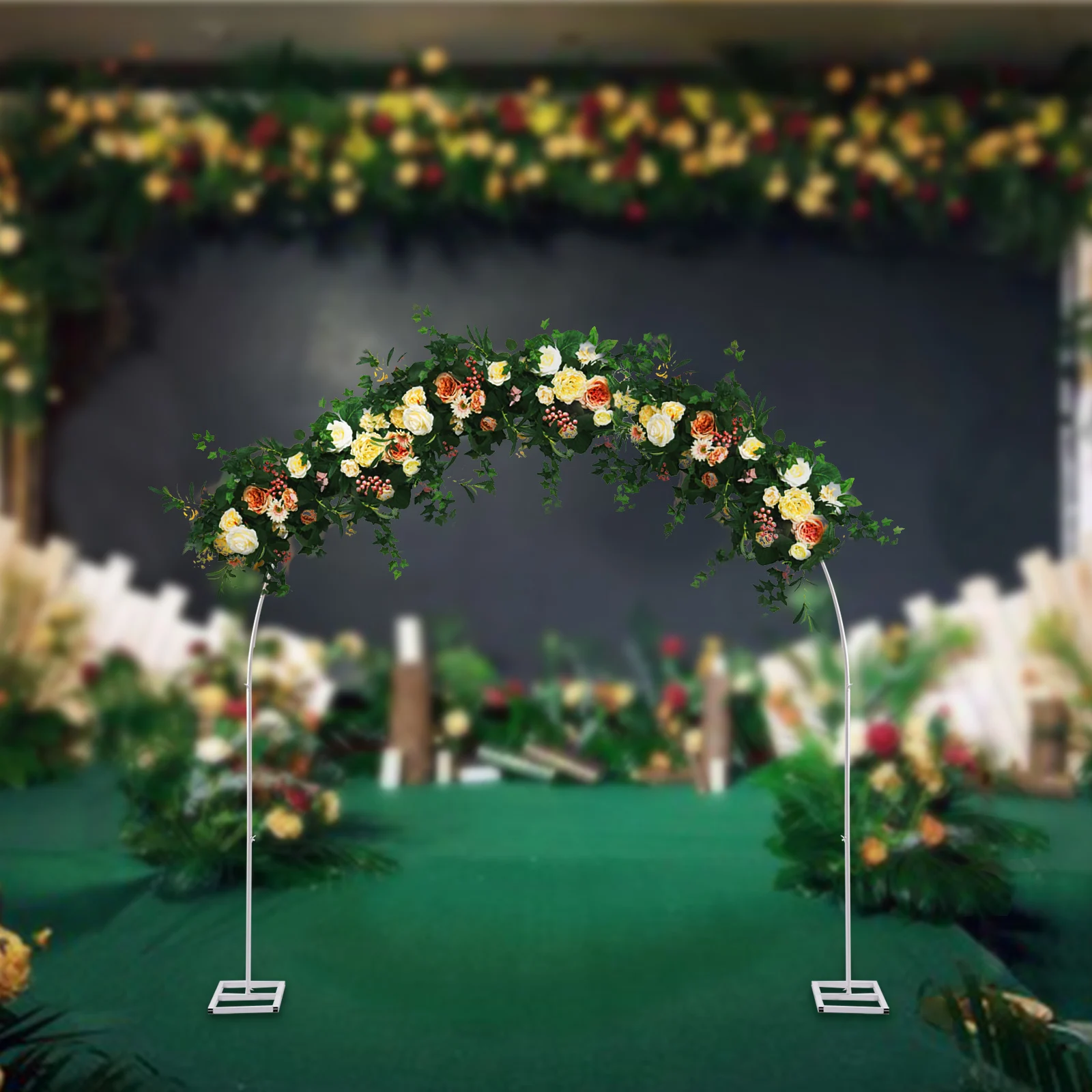 7.5ft Metal Wedding Arch, Balloon Arch Backdrop Arch Stand for Wedding, Bridal, Garden, Yard, Indoor Outdoor Party Decoration