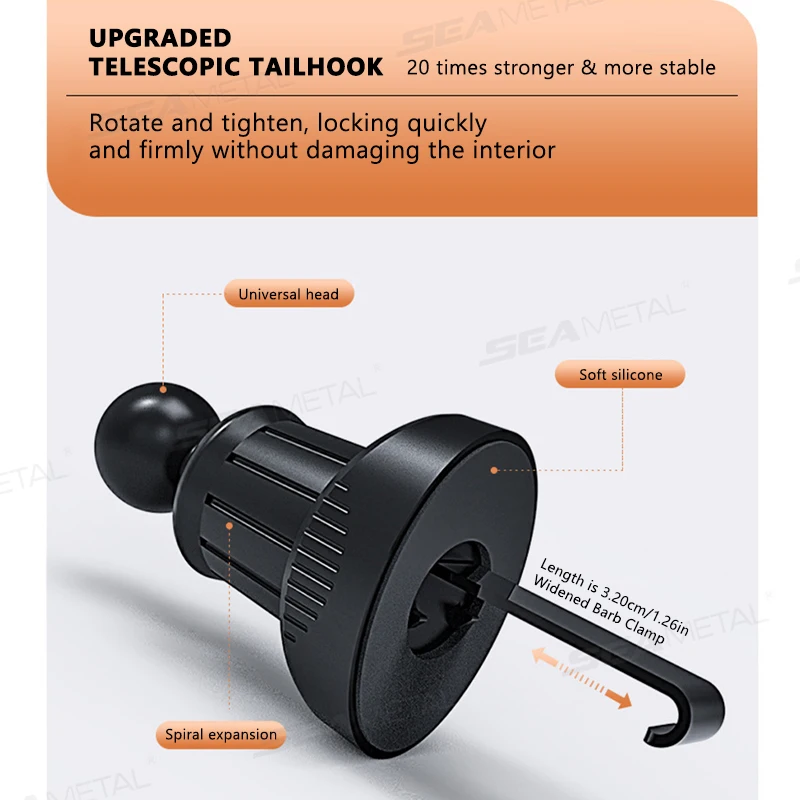 Foldable Car Air Vent Cup Holder Stable Orange ABS EVA Auto Bottle Stand