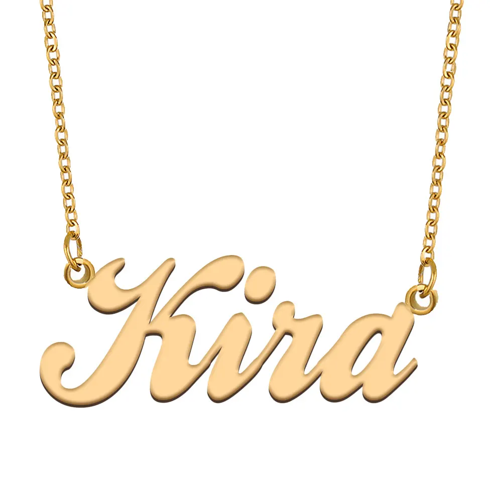 

Ожерелье с именем Киры для женщин, ювелирные изделия из нержавеющей стали с золотым покрытием, женское колье для матерей, подарок для девушки