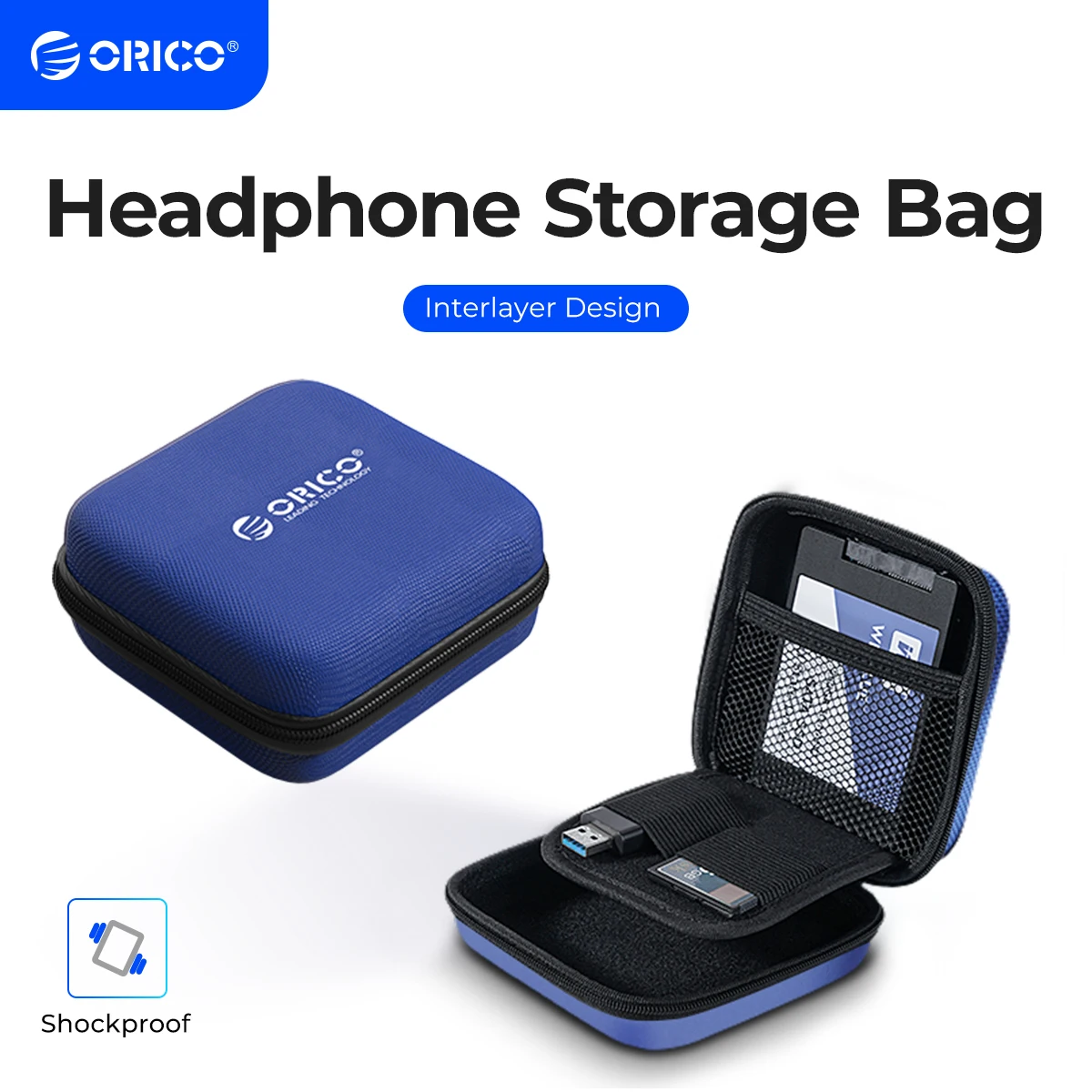 Headphone Case Bag Hard Accessories Storage Bag Organizer USB Cable Charger SD TF Cards ORICO electronic accessories case digital accessories bag memory card storage case data cable storage bag cable storage bag cable organizer pouch