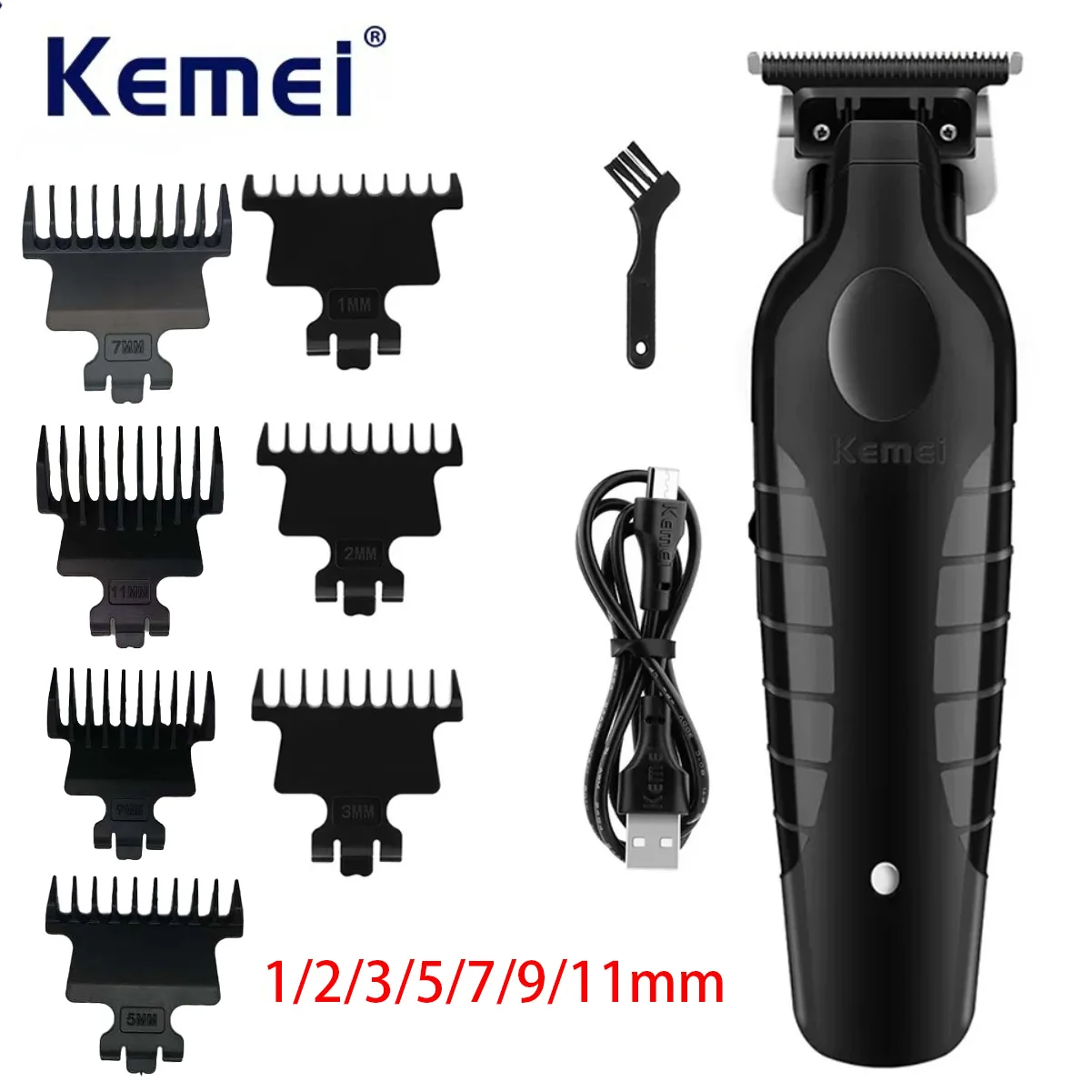 케메이 2299 바버 무선 헤어 트리머 0mm 제로갭 헤어 클리퍼 디테일러 전문가용 전기 마무리 헤어 커팅 머신