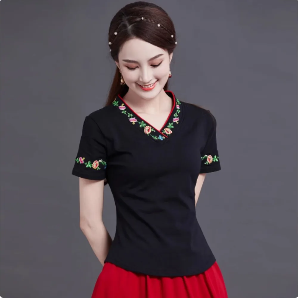 Chinese Shirt Traditional Chinese Clothing for Women Tops Fashion Clothes Vintage Summer Ethnic Style Embroidery Cotton Harajuku