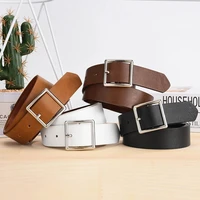 Ceinture en cuir Pu souple pour femmes, boucle carrée, boucle ardillon, jean noir, Chic, marque de luxe, sangle fantaisie Vintage, 2023 4