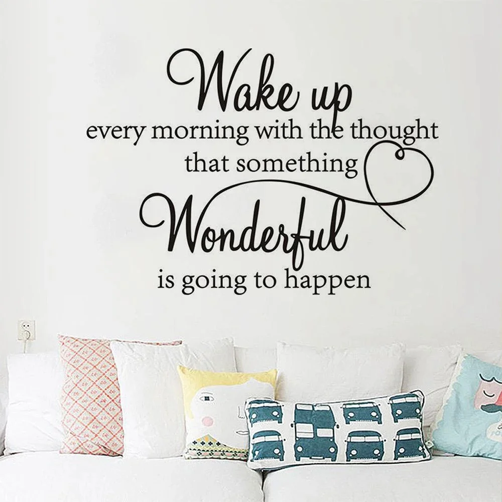 

Artistic Fonts Letters Wall Sticker DIY Art Removable Morning Wake Up Mural Bedroom Wall Decals Wallstickers Home Room Decor