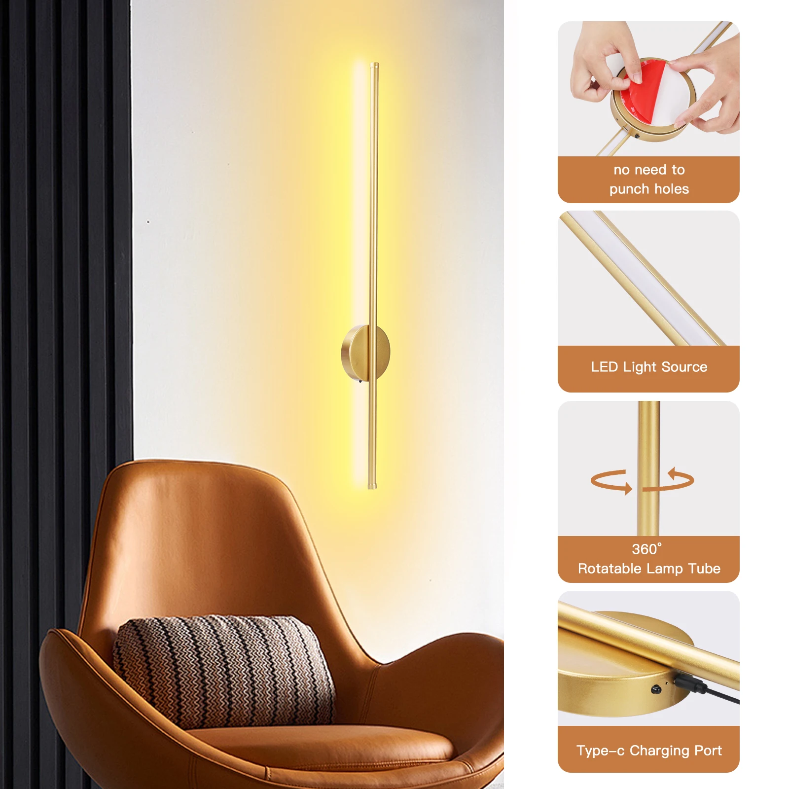 مصباح جداري LED لاسلكي 50سم