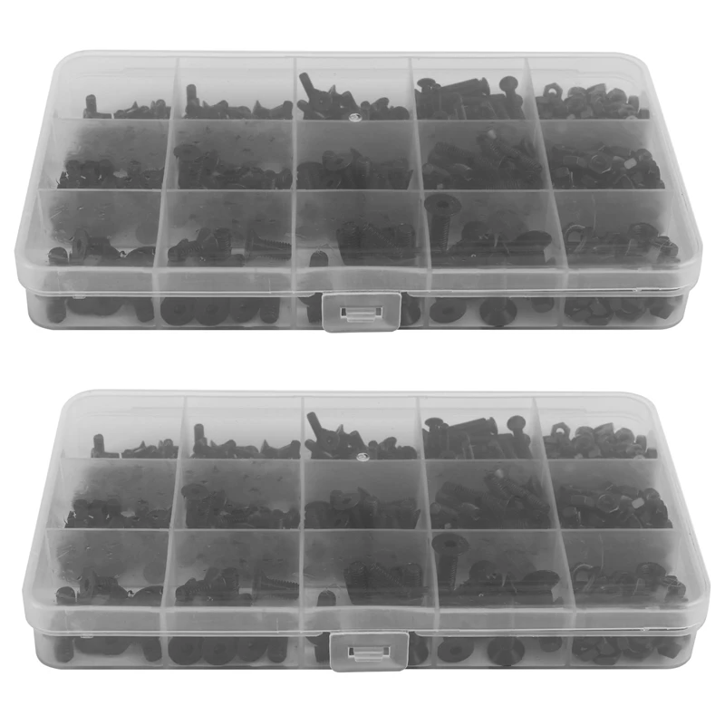 

HOT-920Pcs M3 M4 M5 Alloy Steel Countersunk Flat Head Hex Socket Cap Screws Nuts Set Assortment Kit