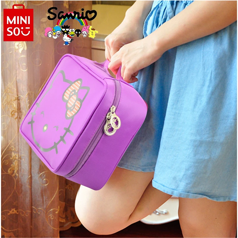 Miniso Hello Kitty Women's Makeup Bag Fashionable High Quality Waterproof Wash Bag Large Capacity Multi Functional Storage Bag