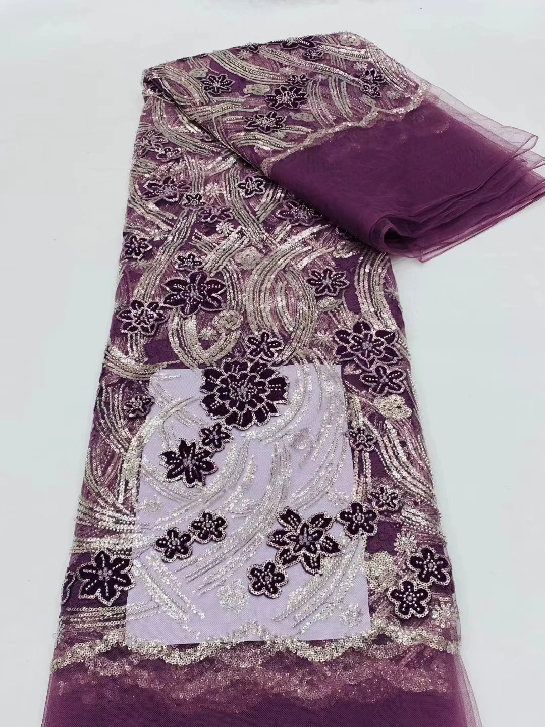 

Новейшая Роскошная африканская кружевная ткань с блестками для жениха 2024 высококачественные вышитые бусины французское кружево для рождественского свадебного платья Cd