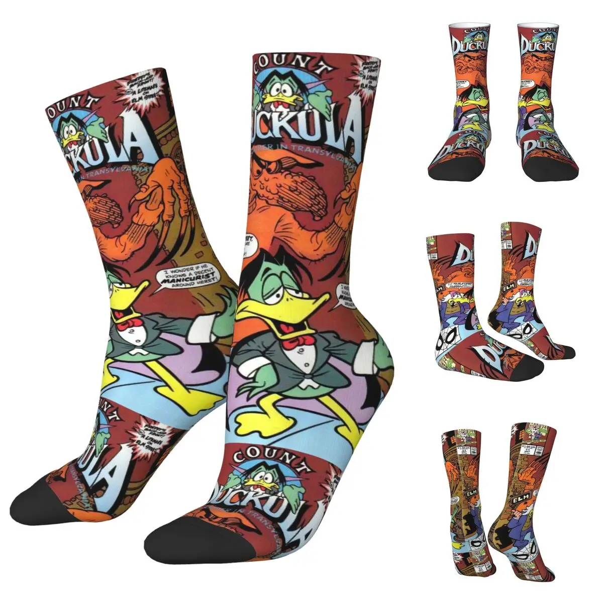 Count Duckula Vampire Lord The Castle Straight Men and Women printing Socks,lovely Applicable throughout the year Dressing Gift stefan and damon salvatore 1864 vampire diaries merch socks wholesale socks men cotton