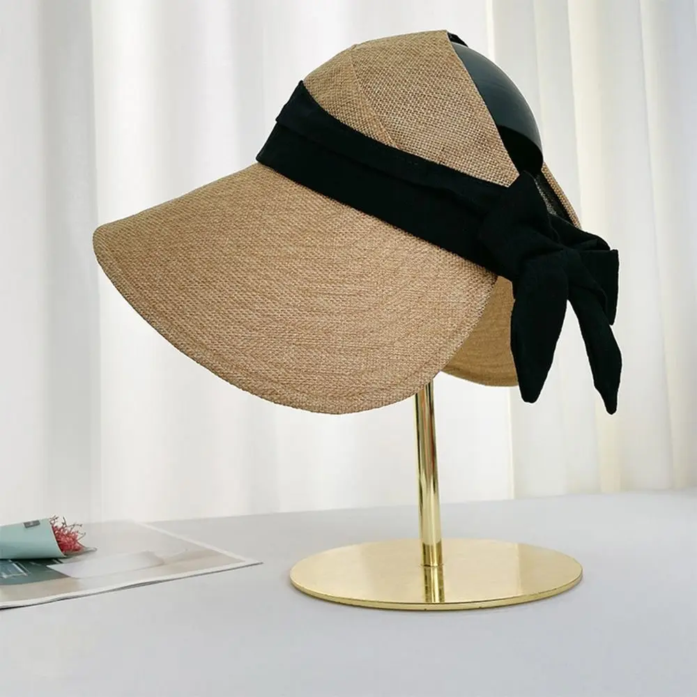 Polyester Women Beach Bucket Hat Wide Brim Sun Cap