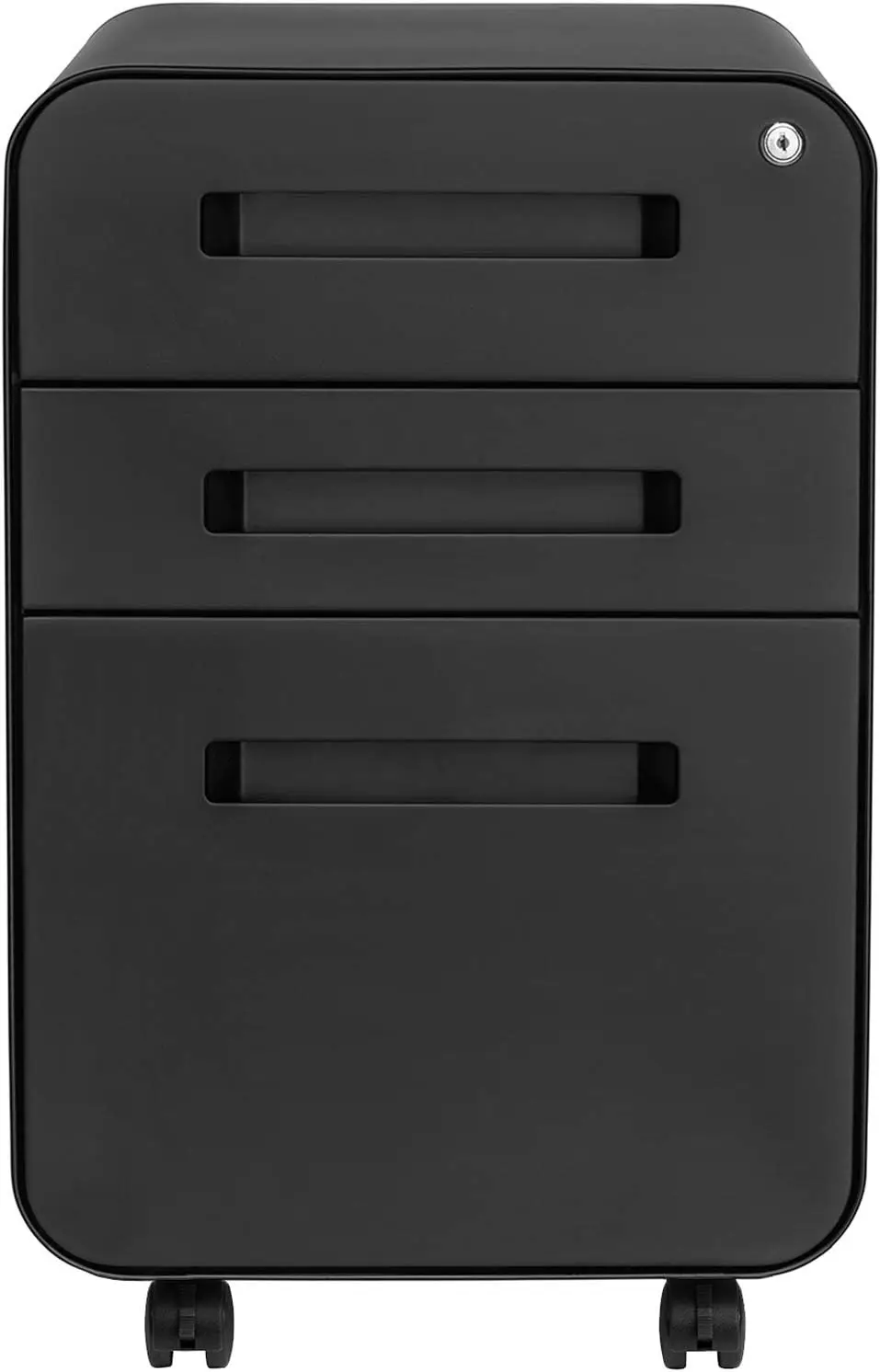 3 Drawer File Cabinet with Lock - Under Office Desk Metal Filing Cabinet, Legal/Letter File Folders, Wheels