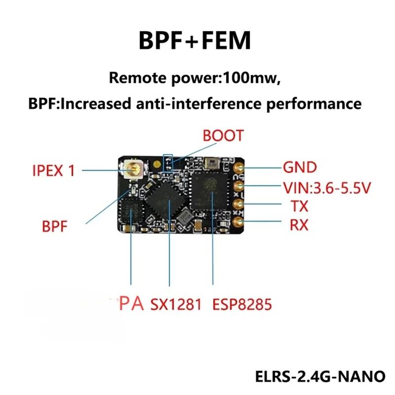 웰메이드-10PCS ELRS 2.4Ghz 나노 Expresslrs 장거리 ELRS 수신기 (BETAFPV 나노 2400 RX용) RC FPV 장거리 레이싱 드론용