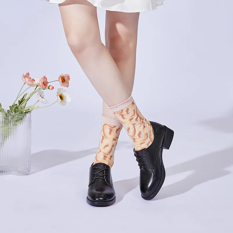 

Женские туфли-оксфорды Kangnai, туфли из коровьей кожи с круглым носком на плоской платформе, туфли дерби на шнуровке в стиле ретро