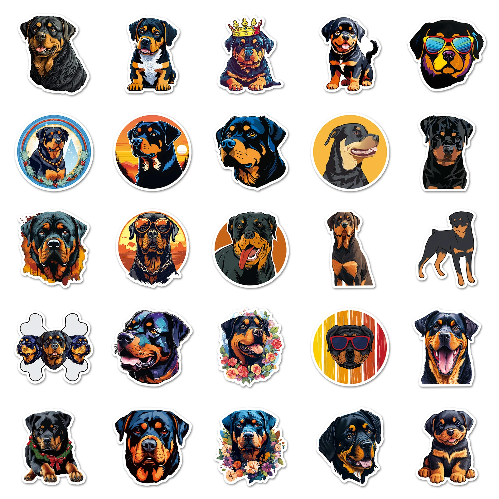 50pc The Rottweiler series Cartoon Cute Graffiti Stickers Suitcase Laptop Guitar Skateboard Personalized Decoration Stickers anime stickers diy poster sticker