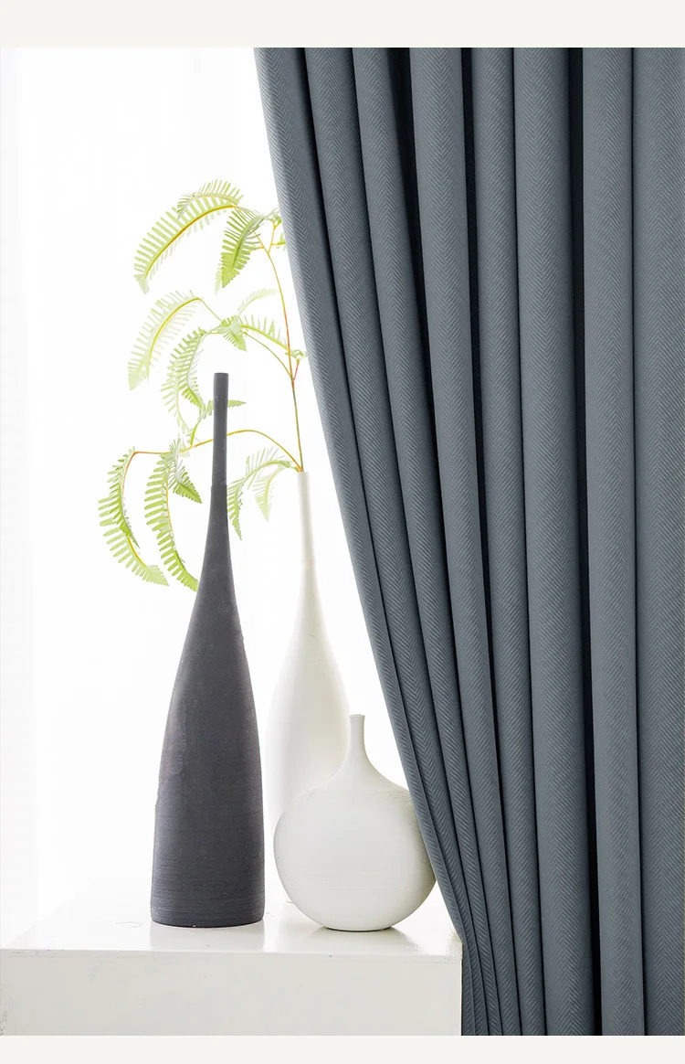 European-style Thick Curtain Cloth Herringbone Mink Velvet Living Room Bedroom Shade Curtain Fabric Finished Luxury Curtain