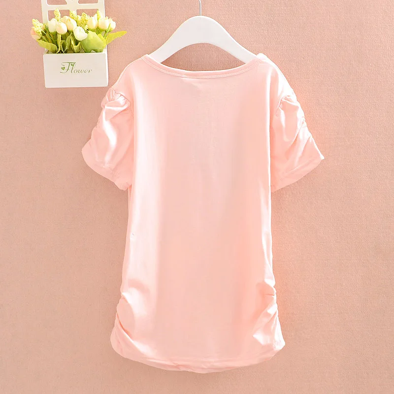 Girls Cotton T Shirt Short Sleeve Kid Princess Tops 12 Years Birthday Shirt Cartoon Clothes Children Summer Clothing