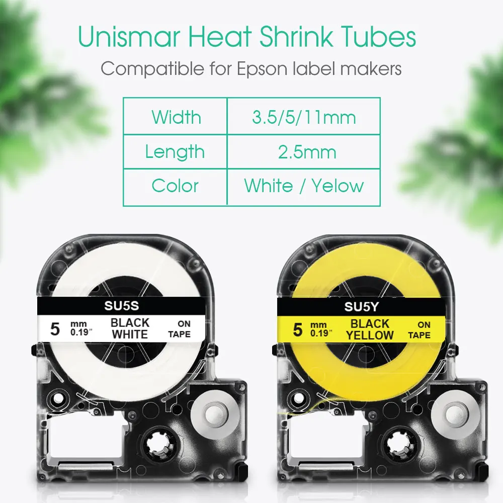 엡손 열 수축 튜브에 대 한 1pcs Φ3.5mm 레이블 테이프 SU3Y 엡 손 labelworks에 대 한 노란색 호환 LW-300 400 700 Labeller