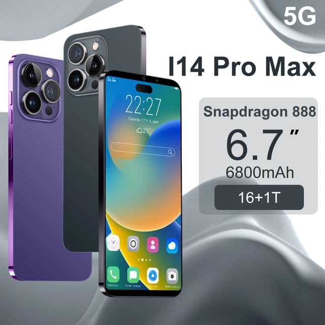  14ProMax Smartphones 4G/5G Teléfonos celulares 16GB/1TB RAM  Android 13 Teléfonos 6800mAh Batería 7.3 pulgadas Teléfono móvil  Reconocimiento de huellas dactilares desbloqueado, teléfonos baratos,  azul-16GB/1TB : Celulares y Accesorios