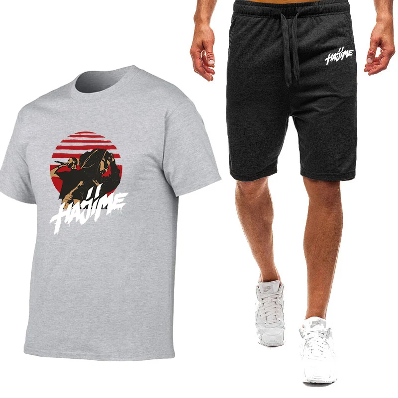2023 new men's Miyagi Andy printed fashion summer high-quality sportswear breathable T-shirt casual shorts 2-piece set