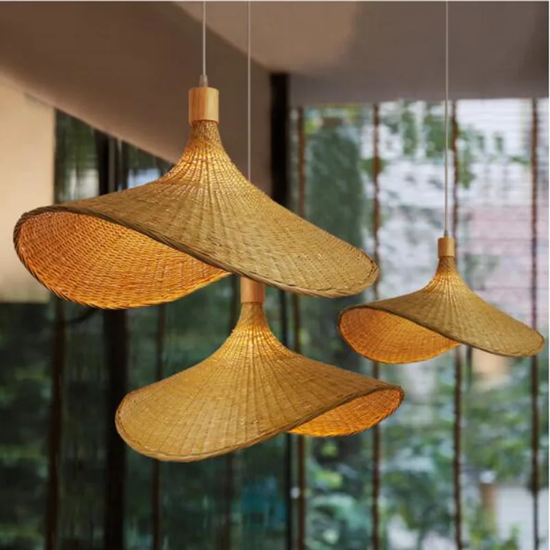 

Handmake Bamboo Wicker Lamps For The Ceiling Vintage Hanging Lamp Rattan Dining Room Lighting Suspension Design Pendant Light