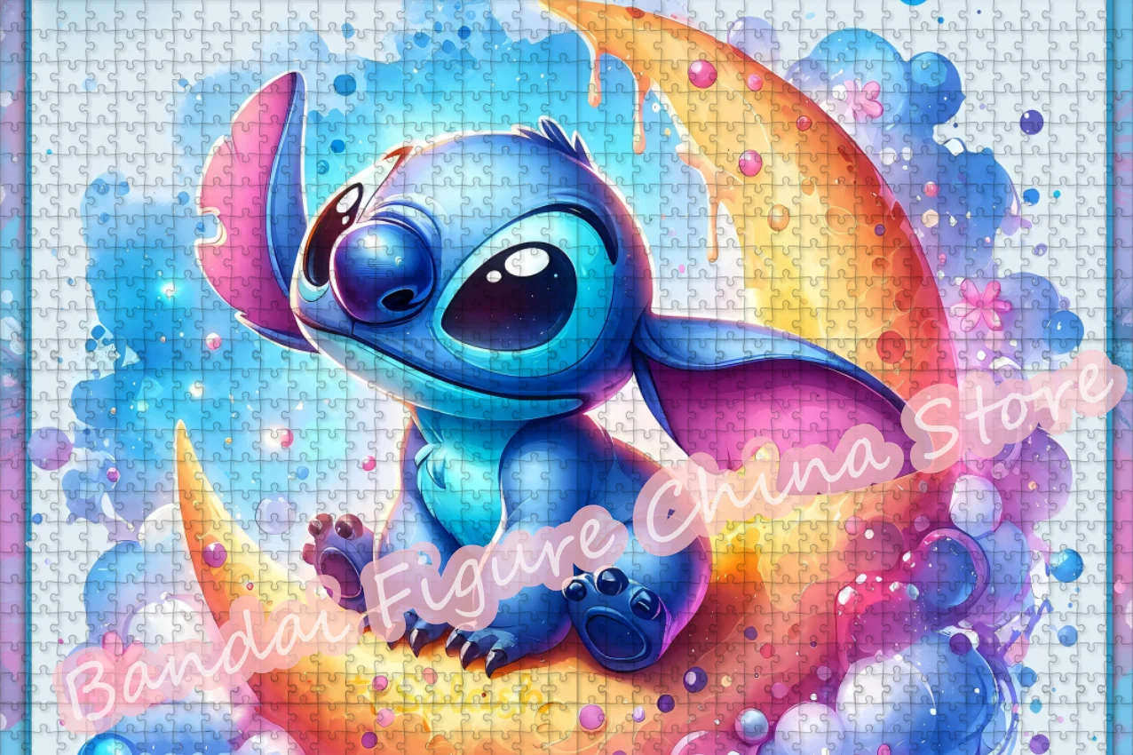 Disney Lilo and Stitch Jigsaw Puzzles for Adults Stress Relief Toys Cartoon Print Handmade Puzzles 108/200/300/500/1000 Pieces