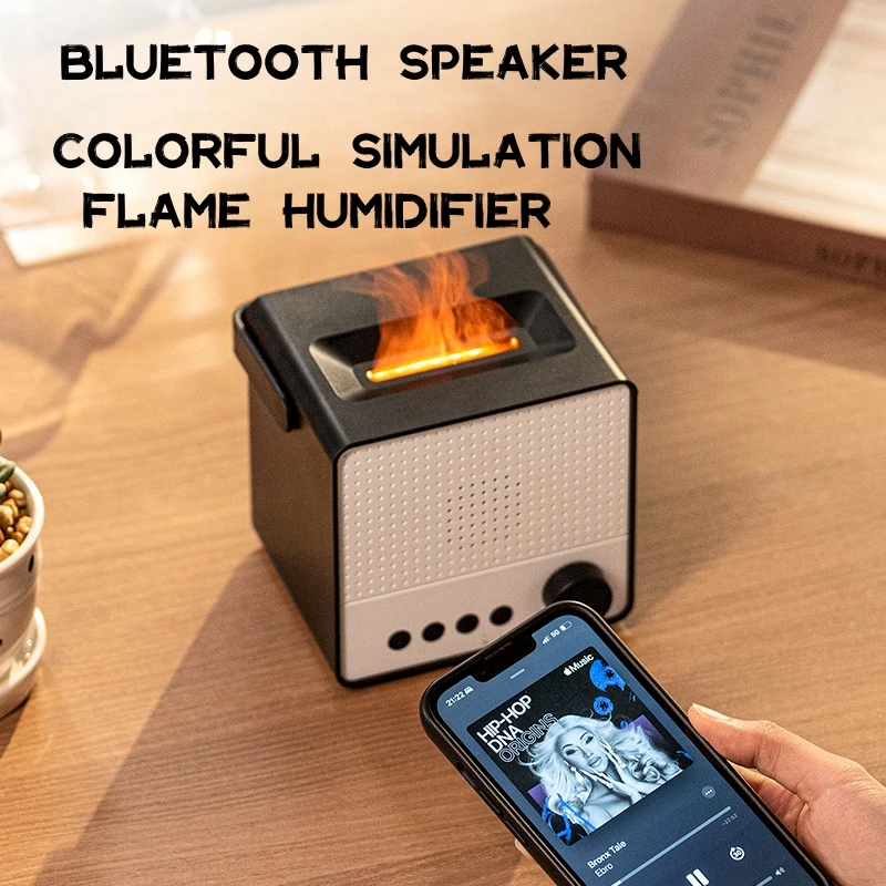 

Flame Aromatherapy Air Humidifier USB Rechargeable Home 4 White Noise Bluetooth Speaker Ultrasonic Aroma Essential Oil Diffuser