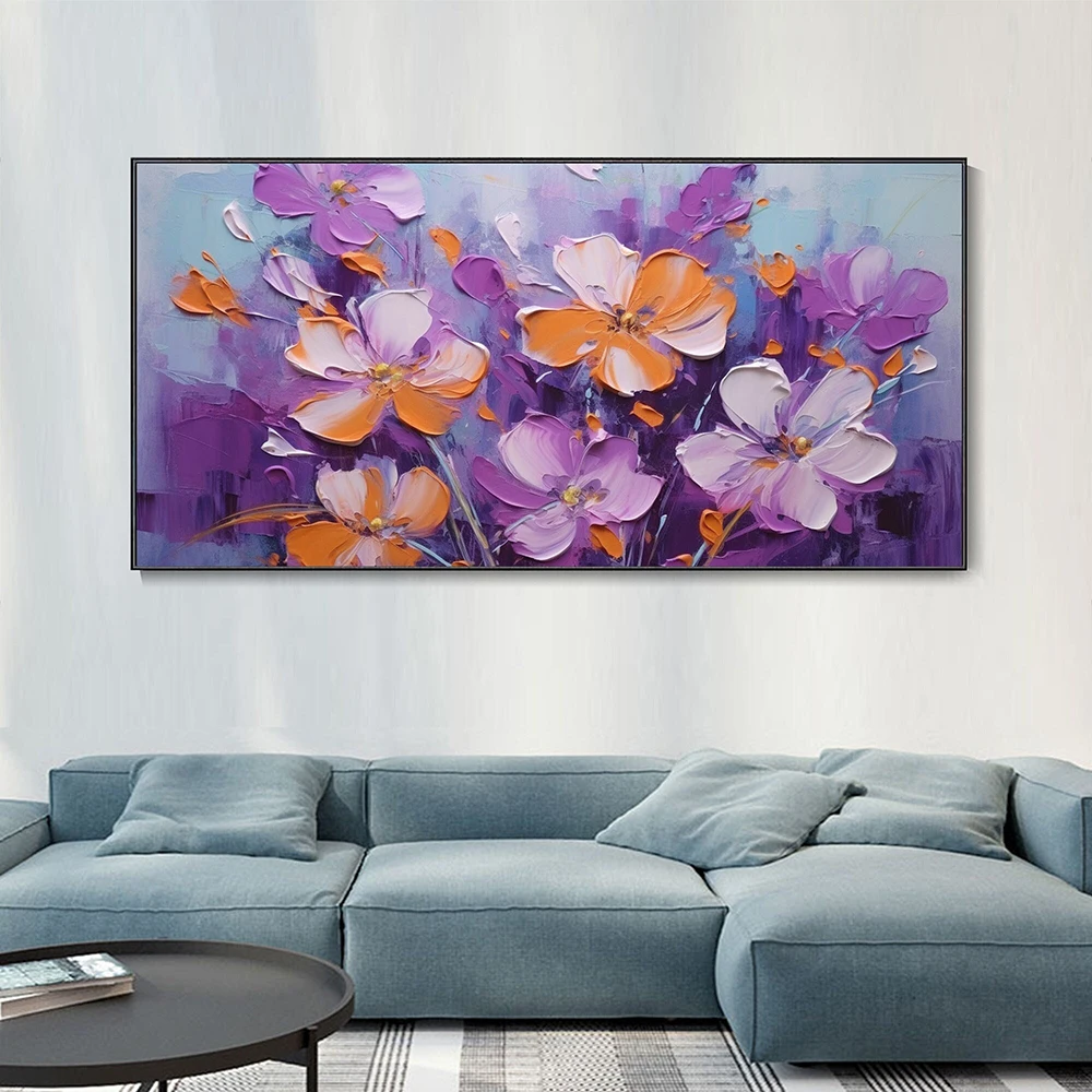 

Hand Painted Oil Paintings Purple Orange Abstraction Oil Painting Modern Art Living Bedroom Creative Dreamy Home Wall Decor