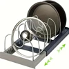 Expandable Stainless Steel Storage Rack Kitchen Cabinet Holder for Pan Pot Lid Cutting Board Drying Cookware Dish Rack Organizer 1