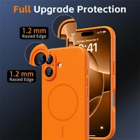 Orange for IPhone17 Silicone Soft Magnetic Case for IPhone 17 Air 16 15 14 13 12 Pro Max Plus 17Air 17Pro Magsafe Phone Cover 3