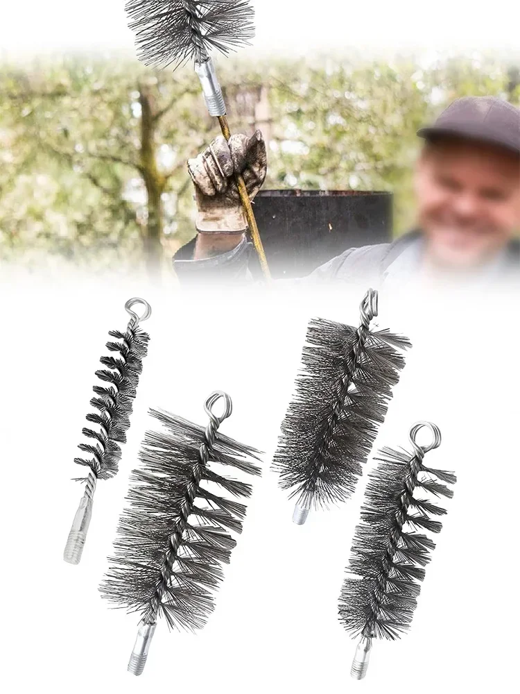 Pipe Wire Brush Chimney Cleaning Brush Duct Wire Boiler Flue Pipe Rust Removal Cleaning Household Tool 4PCS