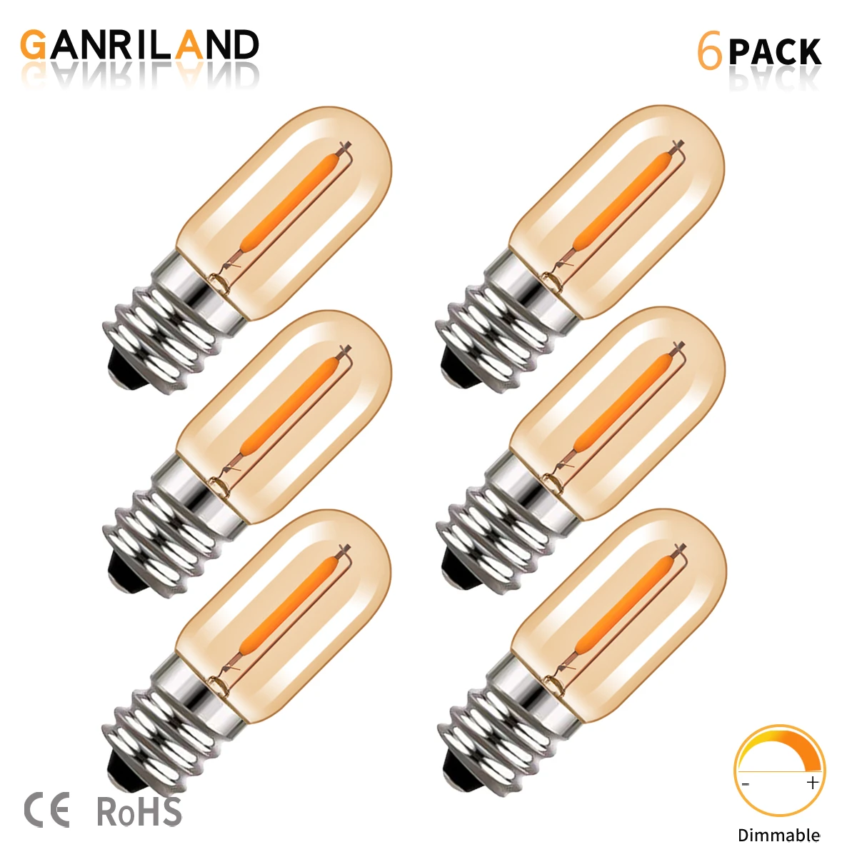 Ganriland Amber Night Light Bulbs E12 E14 110V 220V Dimmable Ampoule Gold  Tint Decorative Filament Edison Led Bulb For Bedroom| | - AliExpress