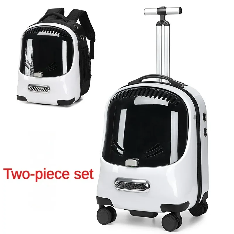 Cat Backpack Pet Trolley Bag Universal Wheel Pull Rod Back Pull Dual Purpose Convenient Breathable Water Proof Cat Bag for Pets