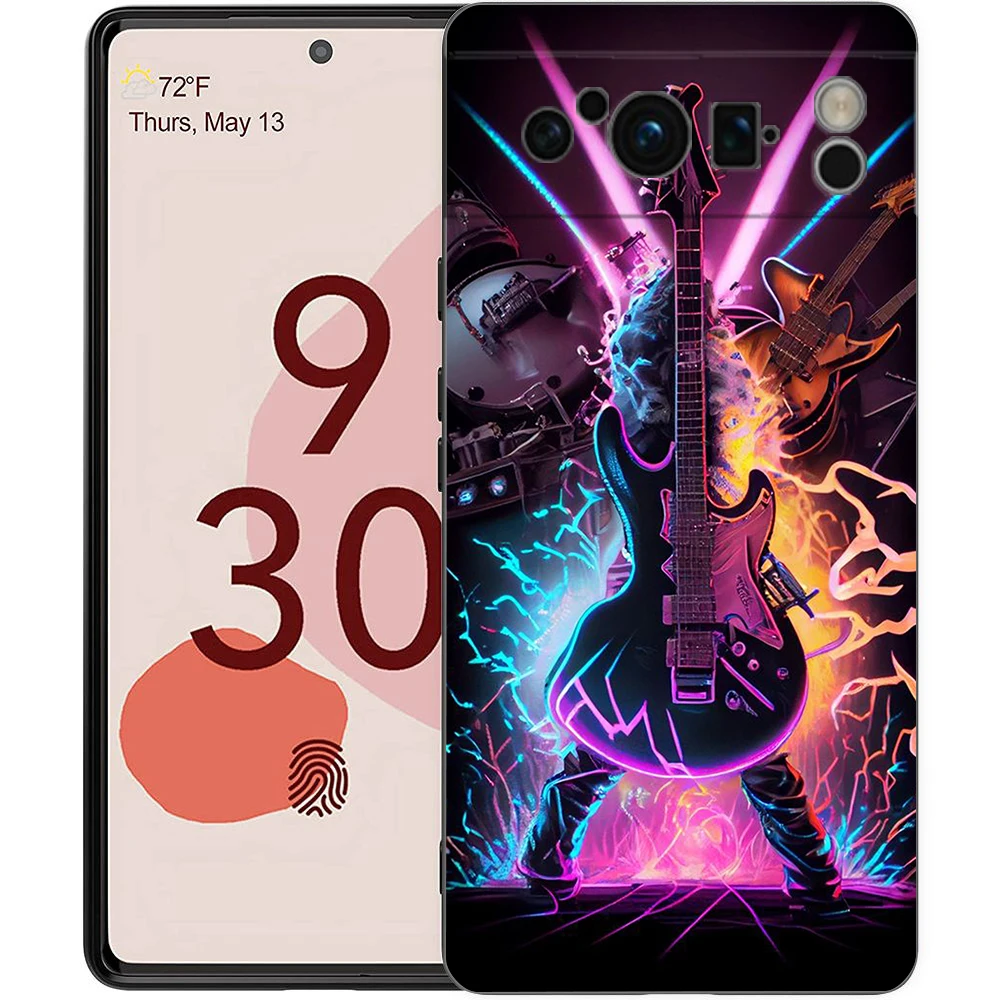 Guitar Music Art Shockproof Silicone Phone Case Cover