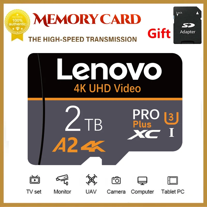 

Lenovo 2TB 1TB SD Memory Card Original 64GB 128GB 256GB 512GB Class 10 High-Speed 128GB Micro TF SD Card For Phone Camera Table