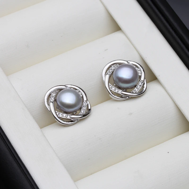 Ohrringe aus 925er-Sterlingsilber mit natürlichen Perlen, Hochzeit, natürliche Süßwasserperlen-Ohrringe für Mutter, Geburtstagsgeschenk, Weiß – Detail 4