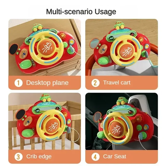 Jouet électrique pour bébé de 0 à 36 mois, simulation de voiture de conduite, copilote, volant, poussette, jouets éducatifs précoces pour tout-petits 4