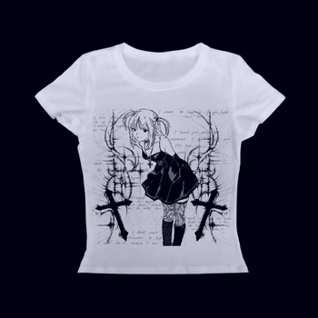 Y2k Women 90s Vintage Crop Top Clothing Baby Tees Tops Women's T-shirts Goth Anime Girl Printing Emo Kpop Goth Baby Tee Harajuku 1