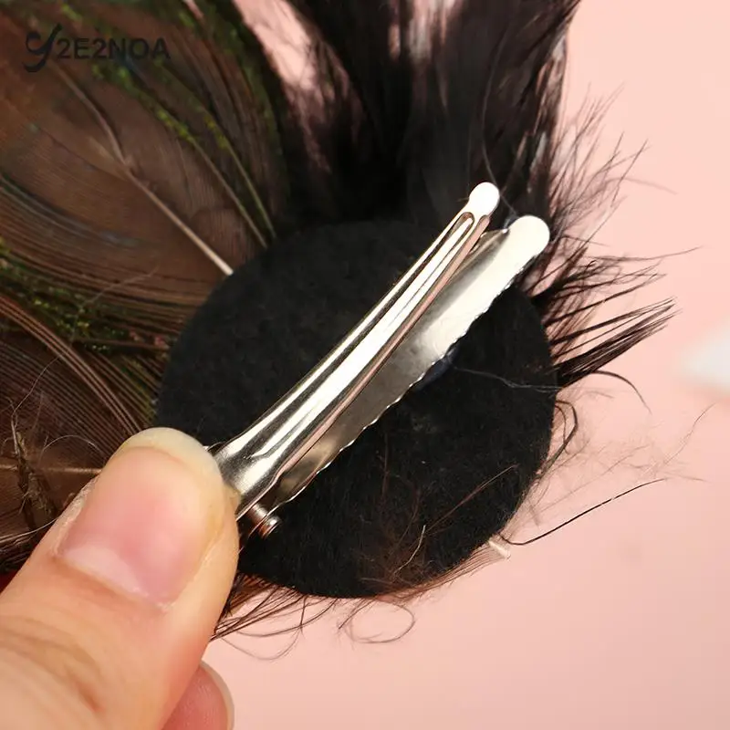 Clipe de cabelo de penas pavão para meninas, grampo bonito e elegante, decoração de cabelo fashion