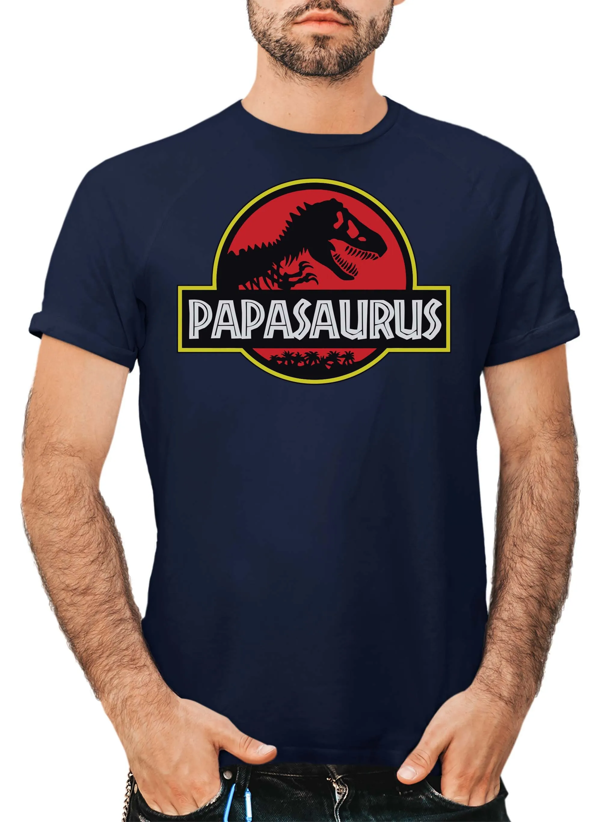 

Футболка PAPASAURUS с изображением динозавра, подарок на день отца