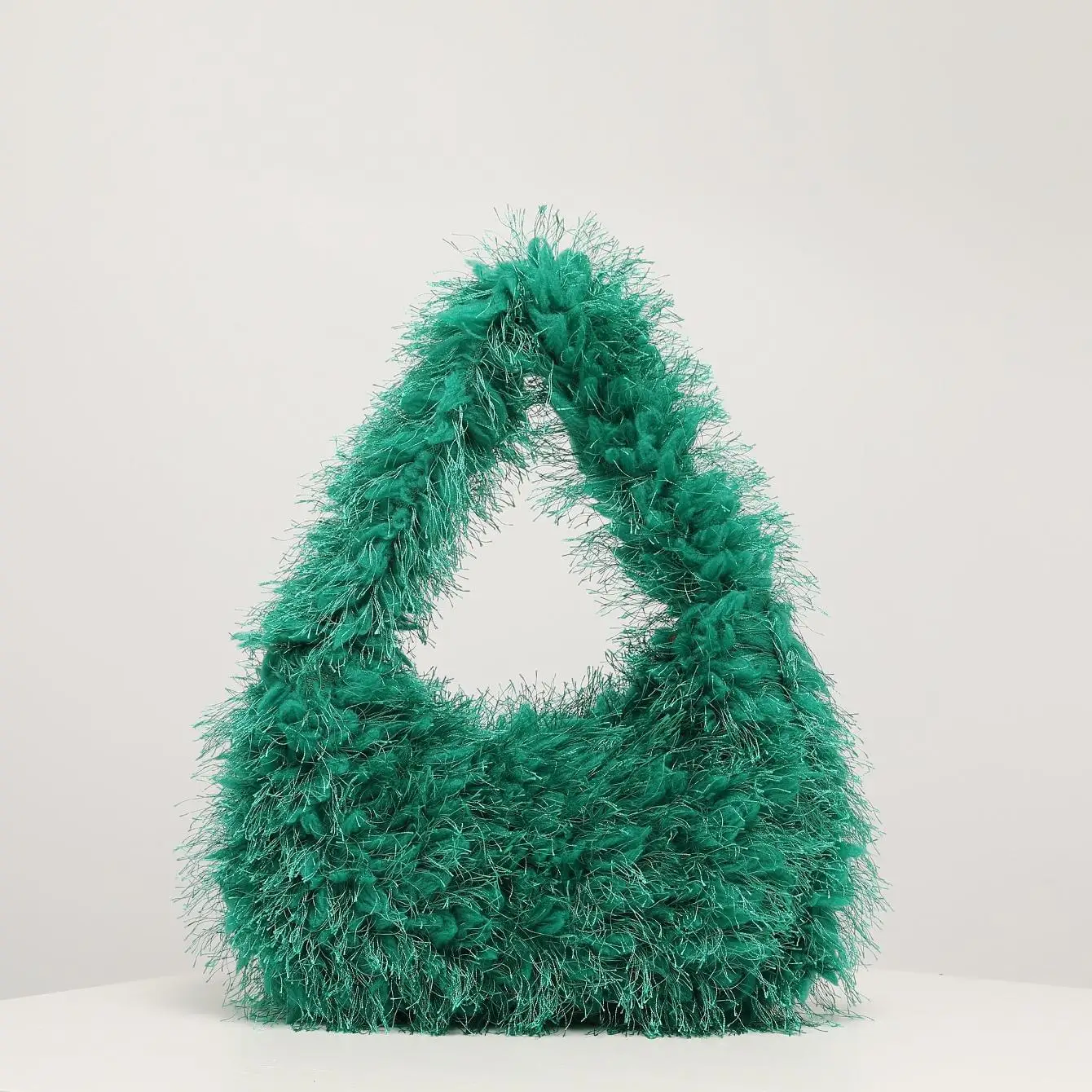 New Plush Shoulder Bag Solid Color Crescent Bag Simple All-in-one Underarm Bag Lovely Ladies Purse