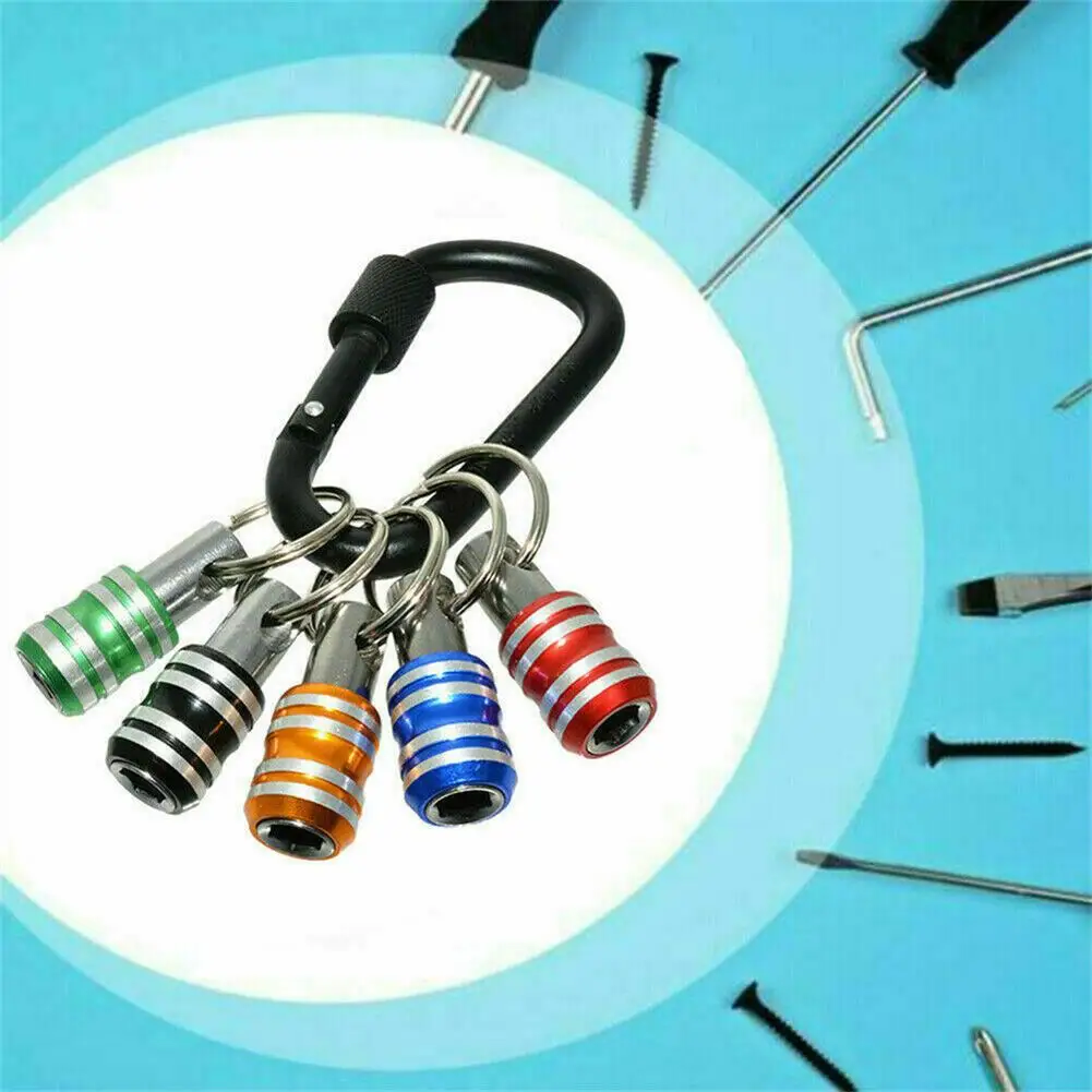 6pcs/5pcs 1/4 Hex Shank Quick Release Keychain Screwdriver Drill  Bit Holder Portable Screwdriver Head For Electric Screwdrivers