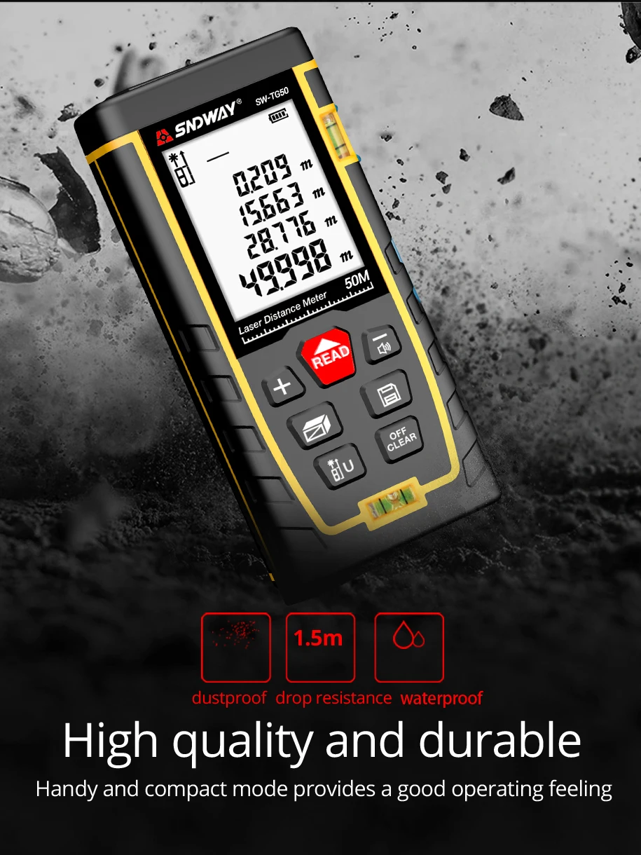 SNDWAY 50M 70m 100m 120m Laser distance meter/laser range finder measure tape la