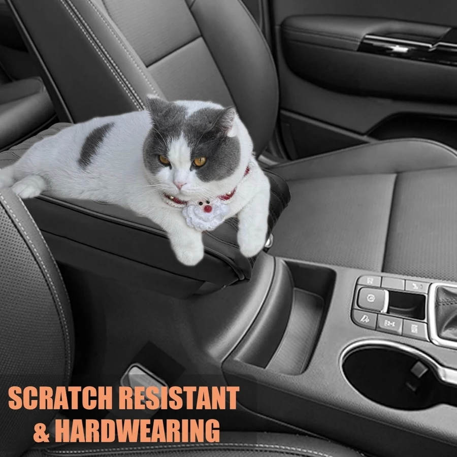 Enhanced PU Armrest Cover Pad Protector with Cushion for Kia Sportage Console Lid